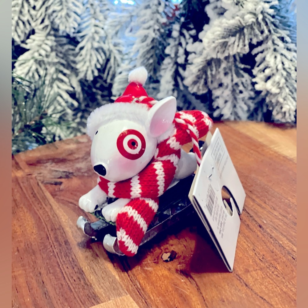 Target BULLSEYE Dog Ornament 2022 Sledding Dog Mascot Wondershop NWT